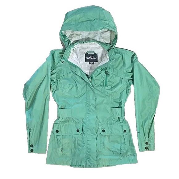 EDDIE BAUER WeatherEdge Plus Waterproof Jacket Women's XS Green Raincoat - Picture 1 of 15